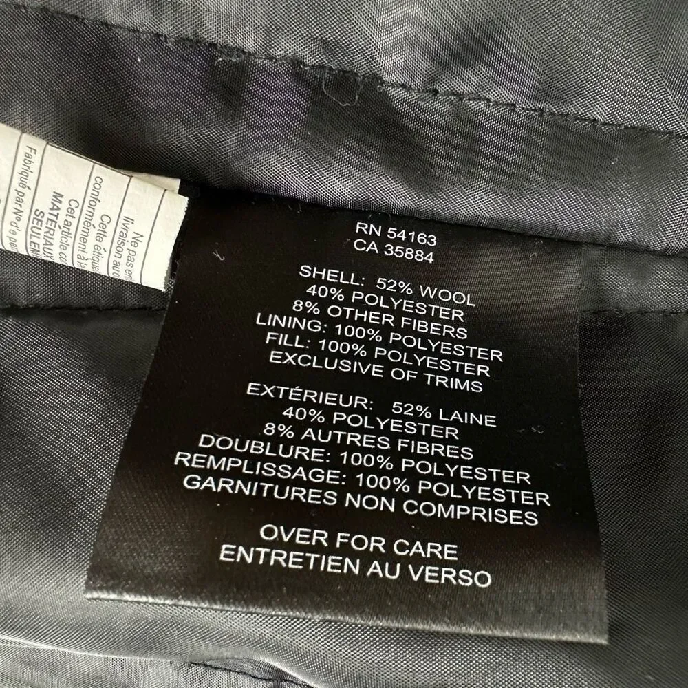 Cole Haan Men’s Wool Polyester Black Overcoat Size Small MSRP $595